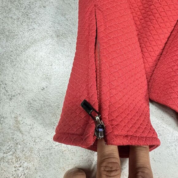 Talbots Quilted Jacket Womens 10 Pique Zipper Long Sleeve Blazer Rust Red - Picture 4 of 11